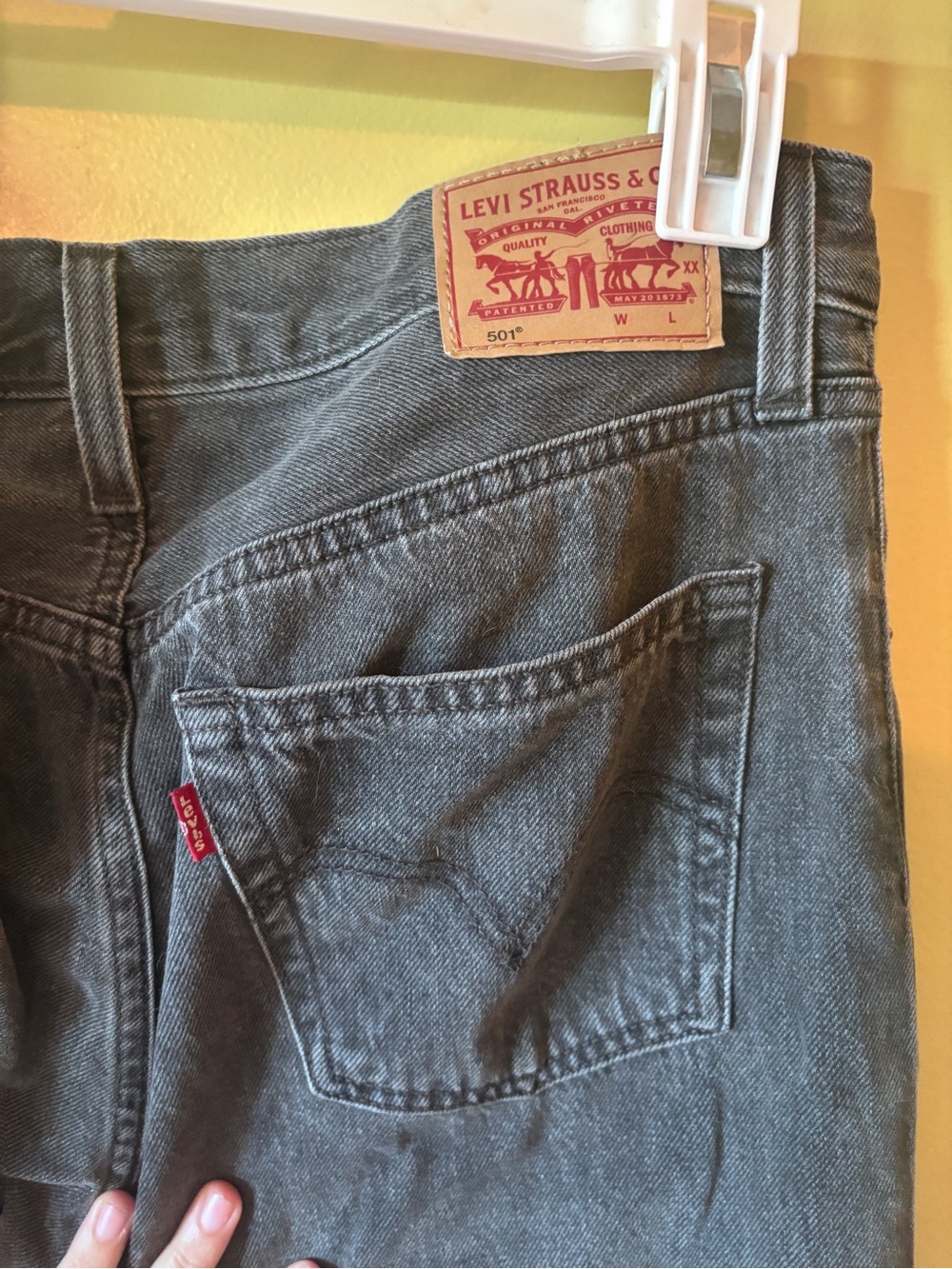 Levi's gray straight-leg denim jeans with signature patch